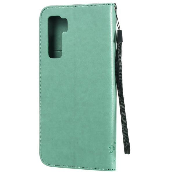 Tree & Cat Embossed Pattern Horizontal Flip Leather Case with Holder & Card Slots & Wallet & Lanyard, For Huawei Nova 7 SE, For Huawei Nova 7