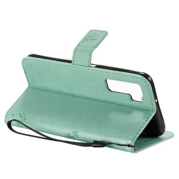 Tree & Cat Embossed Pattern Horizontal Flip Leather Case with Holder & Card Slots & Wallet & Lanyard, For Huawei Nova 7 SE, For Huawei Nova 7