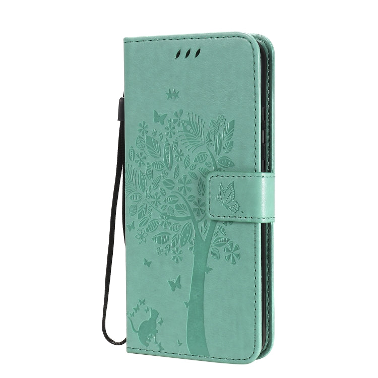 Tree & Cat Embossed Pattern Horizontal Flip Leather Case with Holder & Card Slots & Wallet & Lanyard, For Huawei P40 Lite E, For Huawei P Smart 2020