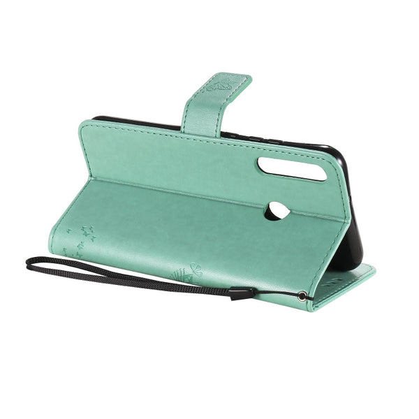 Tree & Cat Embossed Pattern Horizontal Flip Leather Case with Holder & Card Slots & Wallet & Lanyard, For Huawei P40 Lite E, For Huawei P Smart 2020