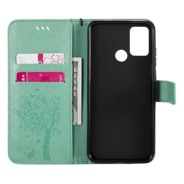 Tree & Cat Embossed Pattern Horizontal Flip Leather Case with Holder & Card Slots & Wallet & Lanyard, For Huawei Honor 9A, For Huawei Honor 30 Pro