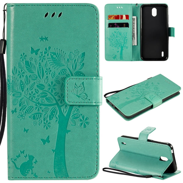 Tree & Cat Embossed Pattern Horizontal Flip Leather Case with Holder & Card Slots & Wallet & Lanyard, For Nokia 1.3, For Nokia 2.3