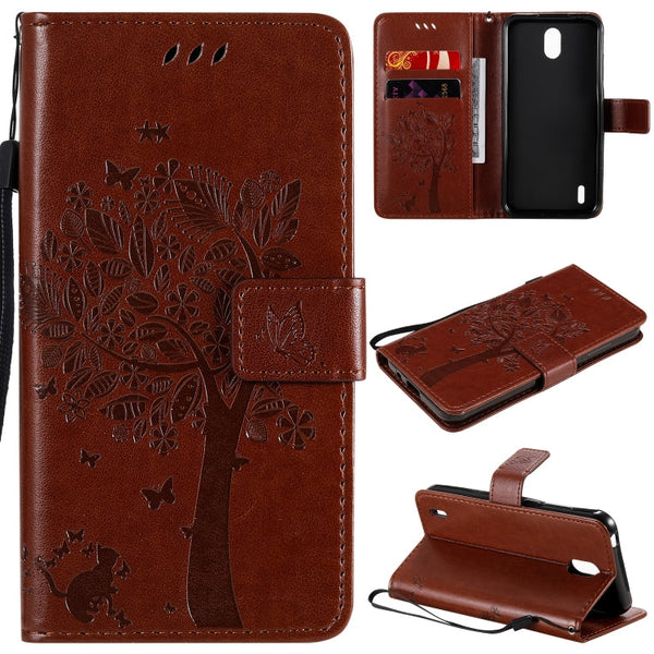Tree & Cat Embossed Pattern Horizontal Flip Leather Case with Holder & Card Slots & Wallet & Lanyard, For Nokia 1.3, For Nokia 2.3