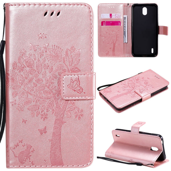 Tree & Cat Embossed Pattern Horizontal Flip Leather Case with Holder & Card Slots & Wallet & Lanyard, For Nokia 1.3, For Nokia 2.3