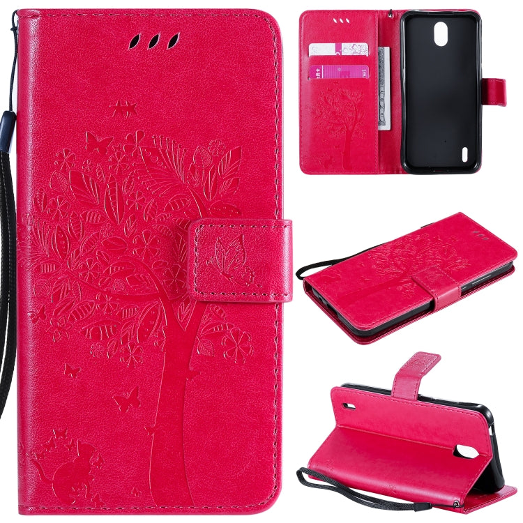 Tree & Cat Embossed Pattern Horizontal Flip Leather Case with Holder & Card Slots & Wallet & Lanyard, For Nokia 1.3, For Nokia 2.3