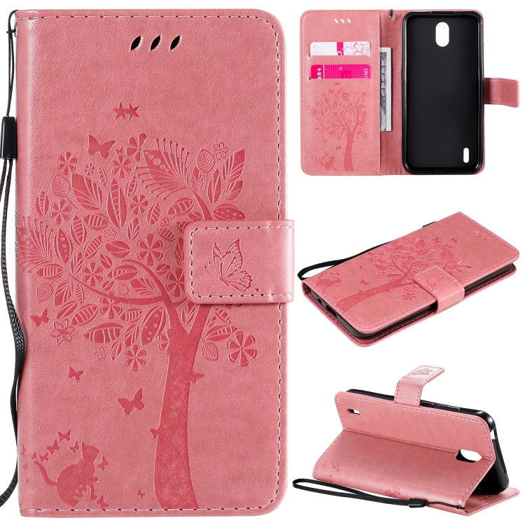 Tree & Cat Embossed Pattern Horizontal Flip Leather Case with Holder & Card Slots & Wallet & Lanyard, For Nokia 1.3, For Nokia 2.3
