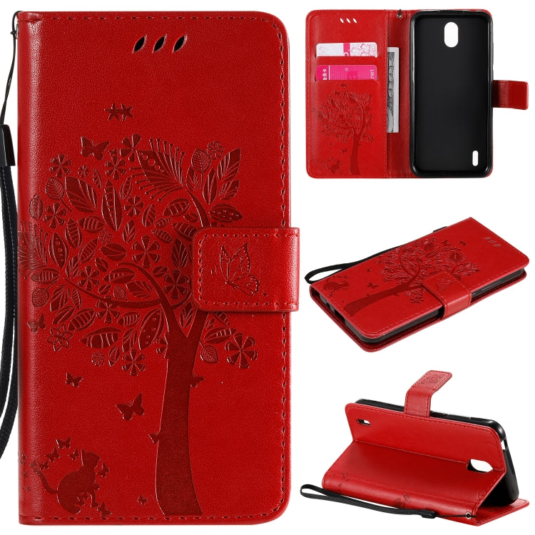 Tree & Cat Embossed Pattern Horizontal Flip Leather Case with Holder & Card Slots & Wallet & Lanyard, For Nokia 1.3, For Nokia 2.3