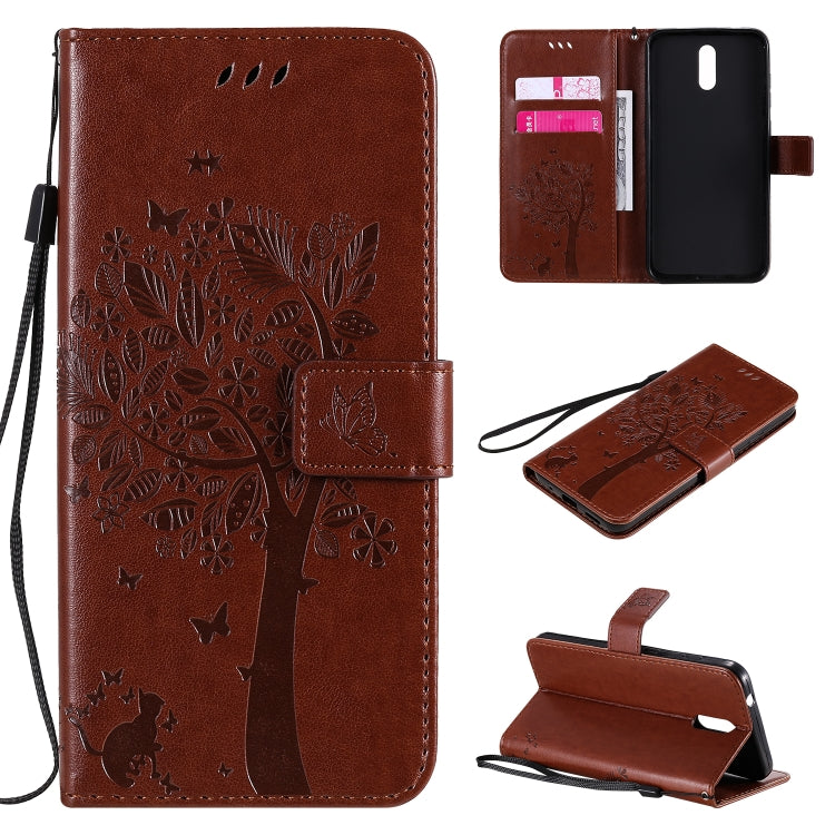 Tree & Cat Embossed Pattern Horizontal Flip Leather Case with Holder & Card Slots & Wallet & Lanyard, For Nokia 1.3, For Nokia 2.3