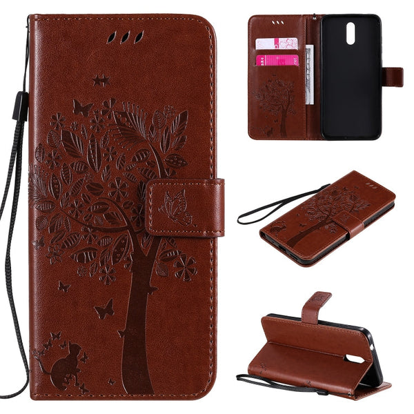Tree & Cat Embossed Pattern Horizontal Flip Leather Case with Holder & Card Slots & Wallet & Lanyard, For Nokia 1.3, For Nokia 2.3