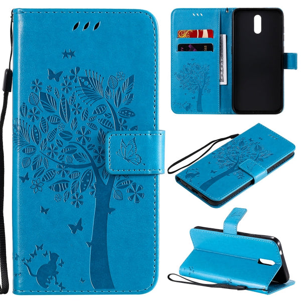 Tree & Cat Embossed Pattern Horizontal Flip Leather Case with Holder & Card Slots & Wallet & Lanyard, For Nokia 1.3, For Nokia 2.3