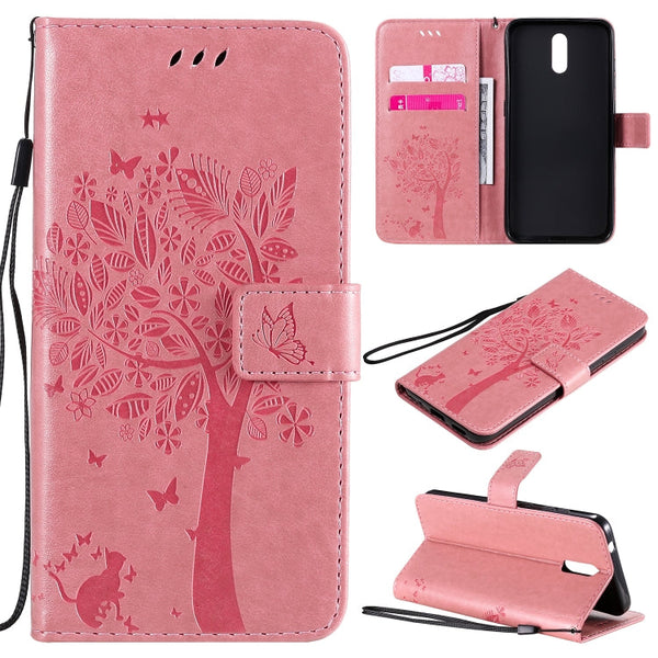 Tree & Cat Embossed Pattern Horizontal Flip Leather Case with Holder & Card Slots & Wallet & Lanyard, For Nokia 1.3, For Nokia 2.3