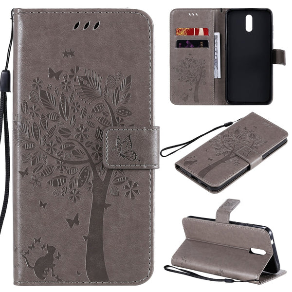 Tree & Cat Embossed Pattern Horizontal Flip Leather Case with Holder & Card Slots & Wallet & Lanyard, For Nokia 1.3, For Nokia 2.3