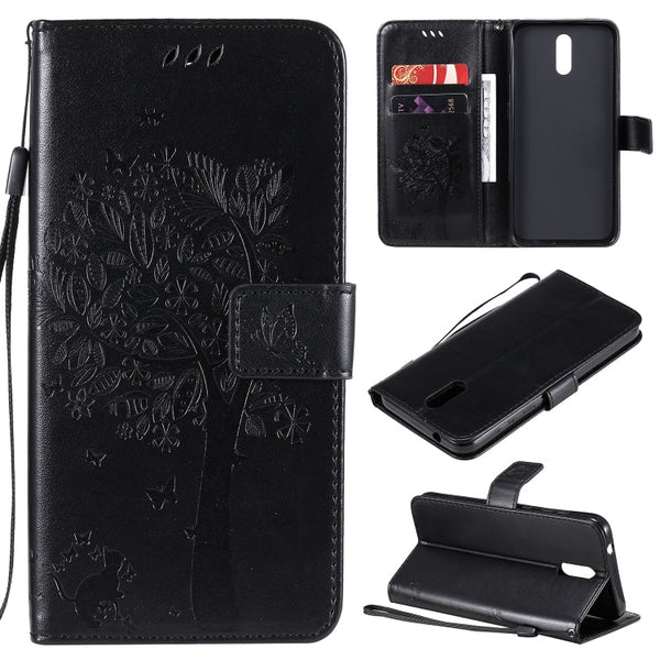 Tree & Cat Embossed Pattern Horizontal Flip Leather Case with Holder & Card Slots & Wallet & Lanyard, For Nokia 1.3, For Nokia 2.3