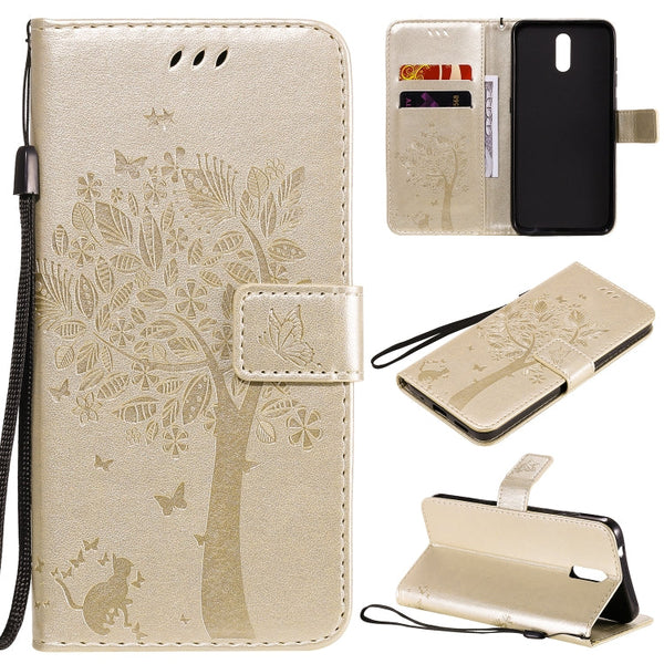 Tree & Cat Embossed Pattern Horizontal Flip Leather Case with Holder & Card Slots & Wallet & Lanyard, For Nokia 1.3, For Nokia 2.3