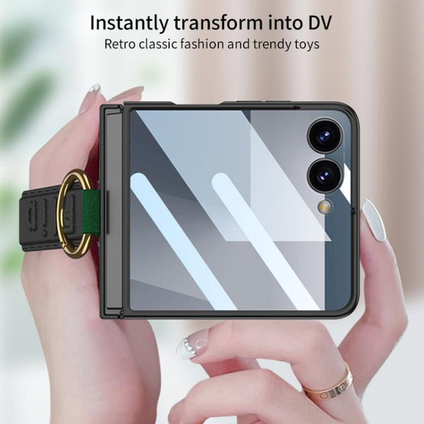 GKK Integrated Ultrathin Shockproof Phone Case with Ring Wrist Strap, For Samsung Galaxy Z Flip7 5G, For Samsung Galaxy Z Flip6, For Samsung Galaxy Z Flip5, For Samsung Galaxy Z Flip4 5G, For Samsung Galaxy Z Flip3 5G