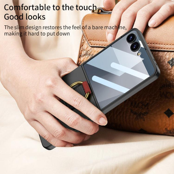 GKK Integrated Ultrathin Shockproof Phone Case with Ring Wrist Strap, For Samsung Galaxy Z Flip7 5G, For Samsung Galaxy Z Flip6, For Samsung Galaxy Z Flip5, For Samsung Galaxy Z Flip4 5G, For Samsung Galaxy Z Flip3 5G