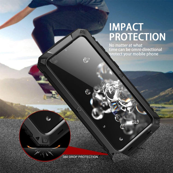 R-JUST Waterproof Shockproof Dustproof Metal + Silicone Protective Case
