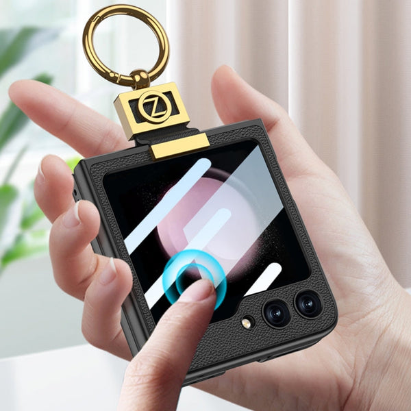 GKK Ultra-thin Z Ring Holder Leather Phone Case, For Samsung Galaxy Z Flip5