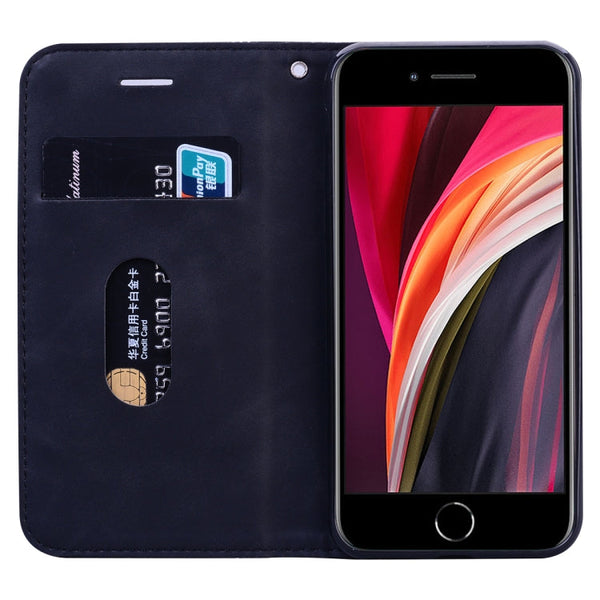 Frosted Business Magnetic Horizontal Flip PU Leather Case with Holder & Card Slot & Lanyard