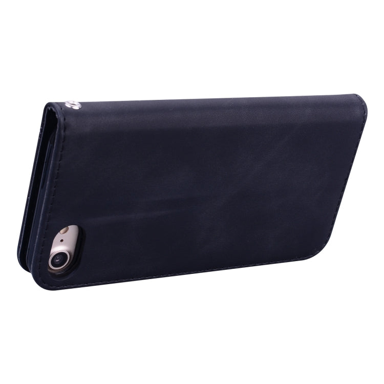Frosted Business Magnetic Horizontal Flip PU Leather Case with Holder & Card Slot & Lanyard