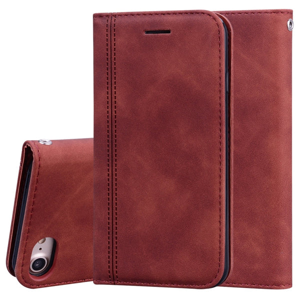 Frosted Business Magnetic Horizontal Flip PU Leather Case with Holder & Card Slot & Lanyard