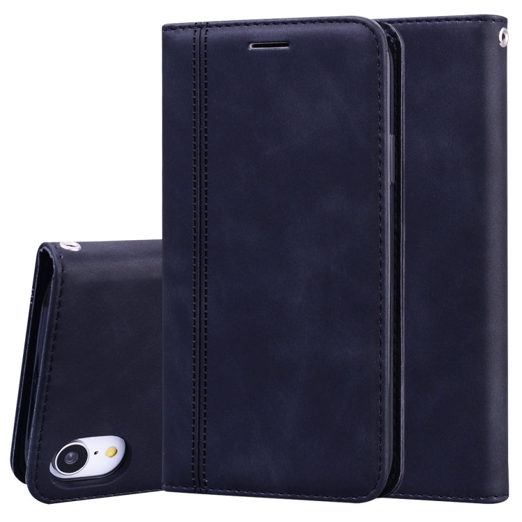 Frosted Business Magnetic Horizontal Flip PU Leather Case with Holder & Card Slot & Lanyard