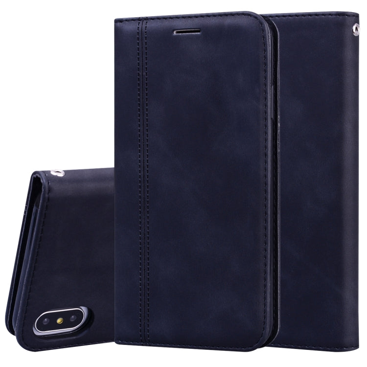Frosted Business Magnetic Horizontal Flip PU Leather Case with Holder & Card Slot & Lanyard