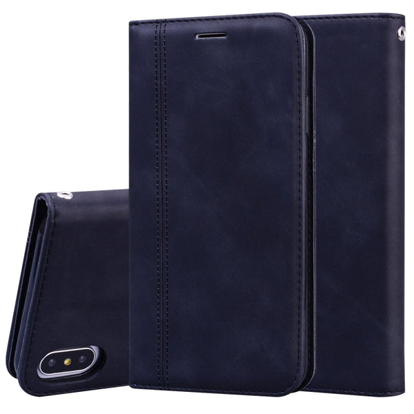 Frosted Business Magnetic Horizontal Flip PU Leather Case with Holder & Card Slot & Lanyard
