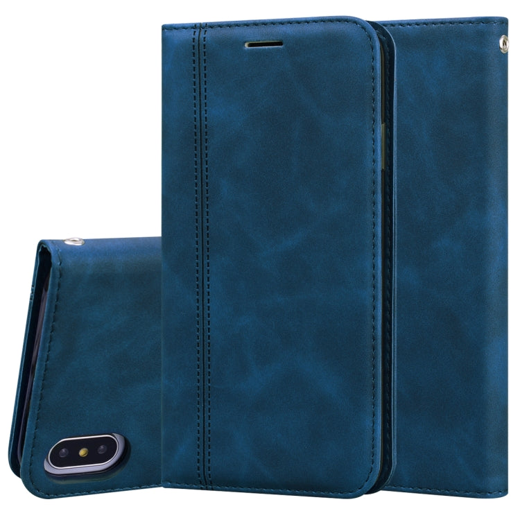 Frosted Business Magnetic Horizontal Flip PU Leather Case with Holder & Card Slot & Lanyard
