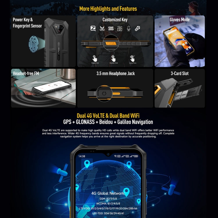 Ulefone Armor X13, IP68/IP69K Rugged Phone, 6.52 inch Android 13 MediaTek Helio G36 Octa Core, Network: 4G, NFC, OTG