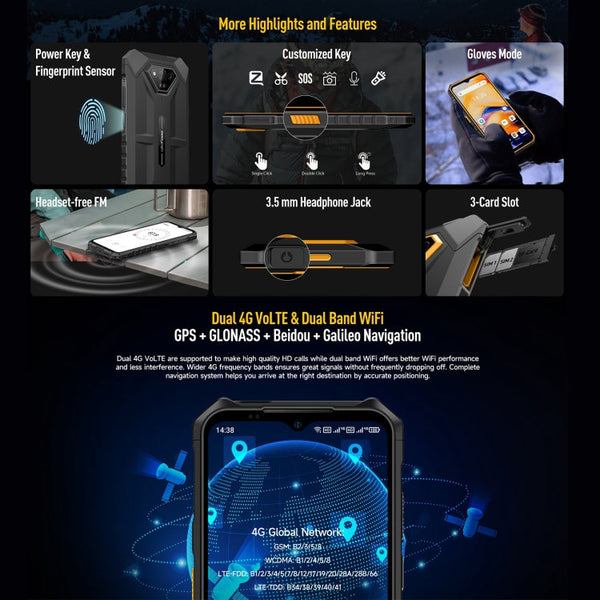 Ulefone Armor X13, IP68/IP69K Rugged Phone, 6.52 inch Android 13 MediaTek Helio G36 Octa Core, Network: 4G, NFC, OTG