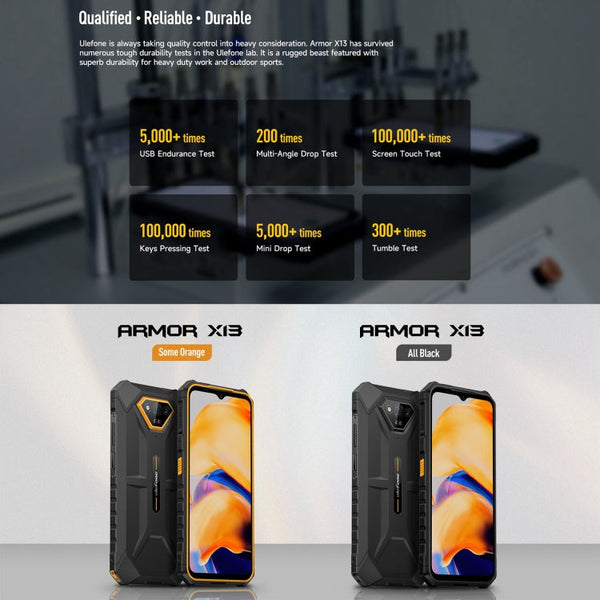 Ulefone Armor X13, IP68/IP69K Rugged Phone, 6.52 inch Android 13 MediaTek Helio G36 Octa Core, Network: 4G, NFC, OTG