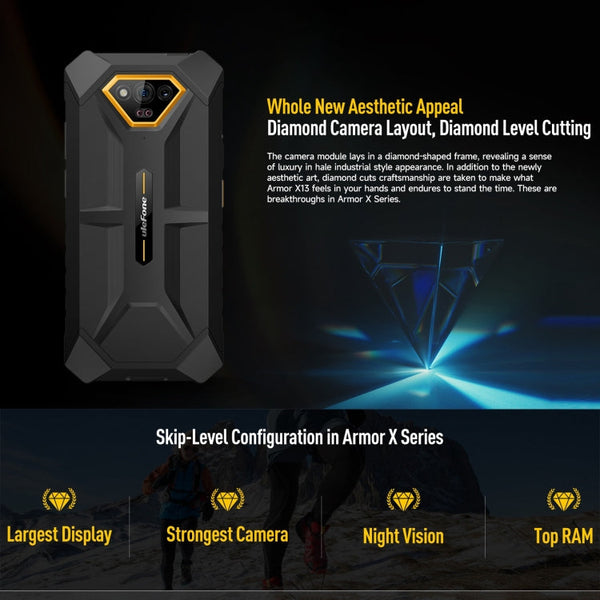 Ulefone Armor X13, IP68/IP69K Rugged Phone, 6.52 inch Android 13 MediaTek Helio G36 Octa Core, Network: 4G, NFC, OTG