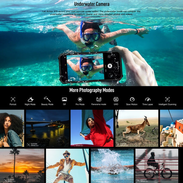 Ulefone Armor X13, IP68/IP69K Rugged Phone, 6.52 inch Android 13 MediaTek Helio G36 Octa Core, Network: 4G, NFC, OTG