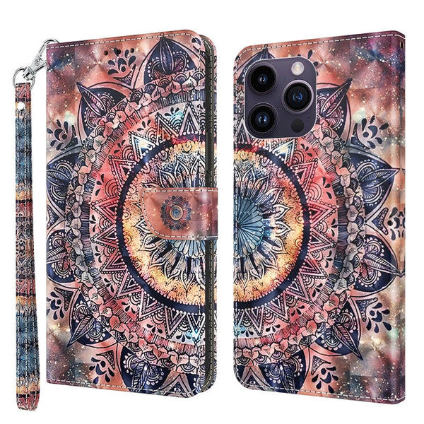 3D Painted Leather Phone Case, For iPhone 15 Pro Max, For iPhone 15 Pro