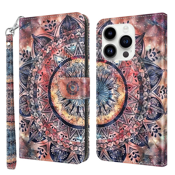 3D Painted Leather Phone Case, For iPhone 15 Pro Max, For iPhone 15 Pro