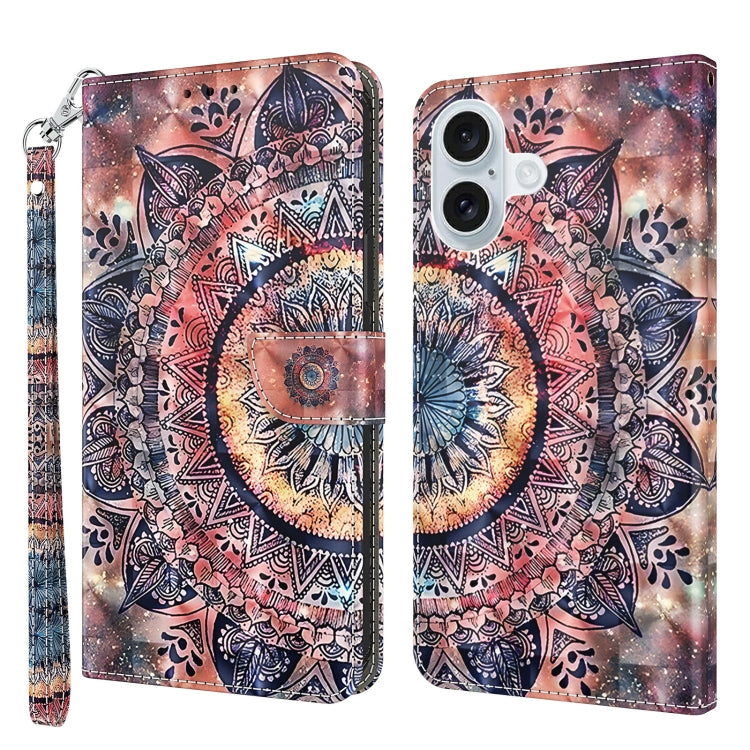 3D Painted Leather Phone Case, For iPhone 16 Plus, For iPhone 16
