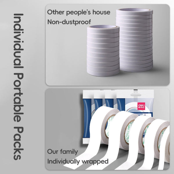 2 Volumes Deli High Adhesive Double Faced Adhesive Strong Dual Sided Tape, 9mm, 18mm, 24mm