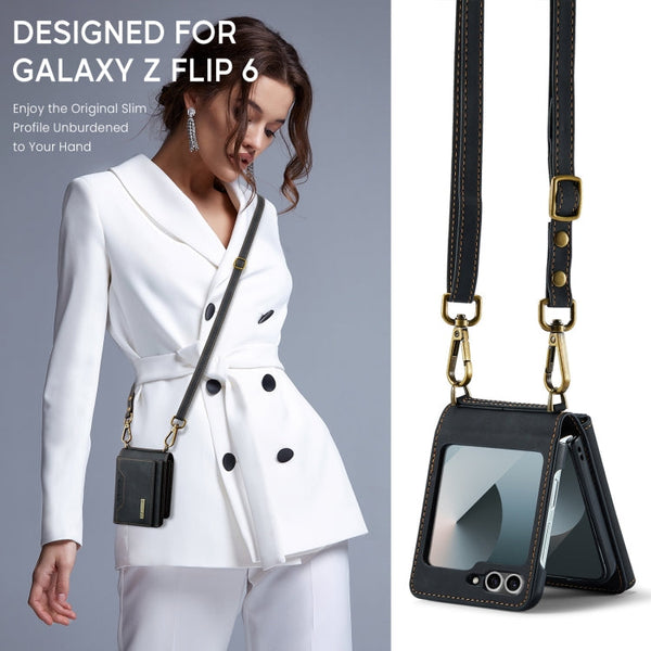 DG.MING M2 Series Card Bag Magnetic Leather Phone Case, For Samsung Galaxy Z Flip6 / Flip7 FE, For Samsung Galaxy Z Flip5 5G, For Samsung Galaxy Z Flip4 5G, For Samsung Galaxy Z Flip3 5G