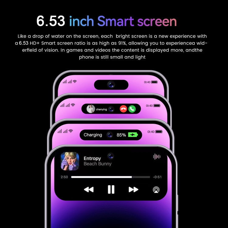 i15 Pro Max / U18, 6.53 inch Screen, Face Identification, Android 9.1 SC7731E Quad Core, Network: 3G, Dual SIM, i15 Pro Max / U18 2GB+16GB