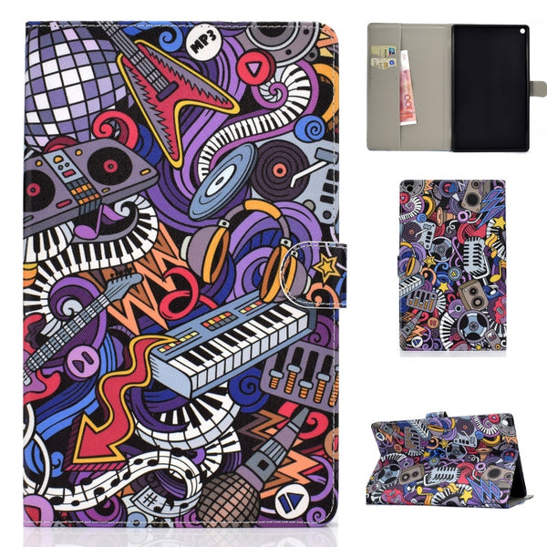 Colored Drawing Pattern Horizontal Flip PU Leather Case with Holder & Card Slot & Sleep / Wake-up Function
