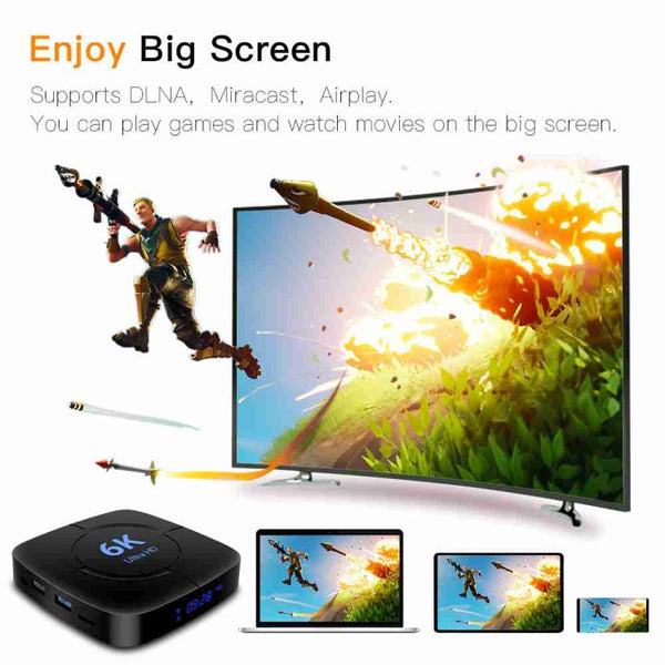 6K Ultra HD Android 12.0 Smart TV Box with Remote Control, Allwinner H616 1.5GHZ Quad-Core