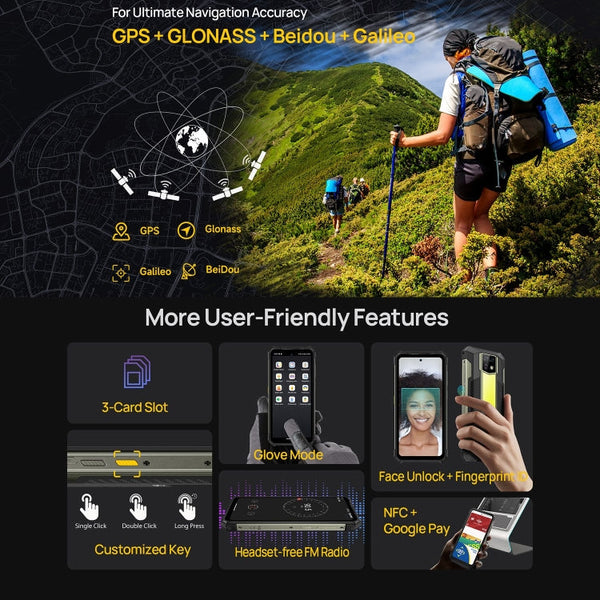 Ulefone Armor 24, Rugged Phone, Side Fingerprint, 22000mAh, 6.78 inch Android 14 MediaTek Helio G96 Octa Core, Network: 4G, NFC