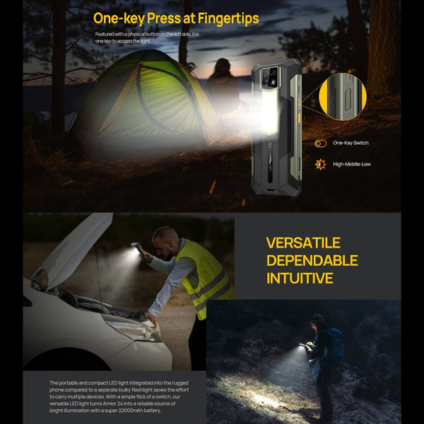 Ulefone Armor 24, Rugged Phone, Side Fingerprint, 22000mAh, 6.78 inch Android 14 MediaTek Helio G96 Octa Core, Network: 4G, NFC