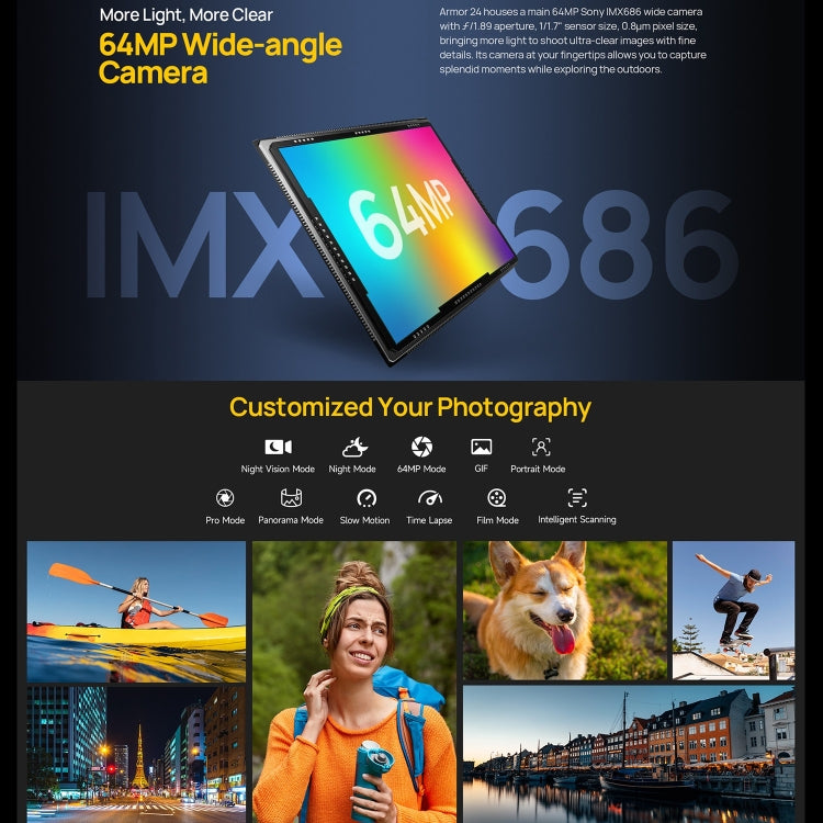 Ulefone Armor 24, Rugged Phone, Side Fingerprint, 22000mAh, 6.78 inch Android 14 MediaTek Helio G96 Octa Core, Network: 4G, NFC