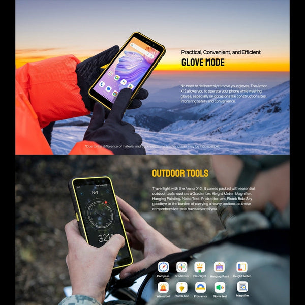 Ulefone Armor X12, Rugged Phone, Face Unlock, 5.45 inch Android 13 Go MediaTek Helio A22 Quad Core, Network: 4G, NFC