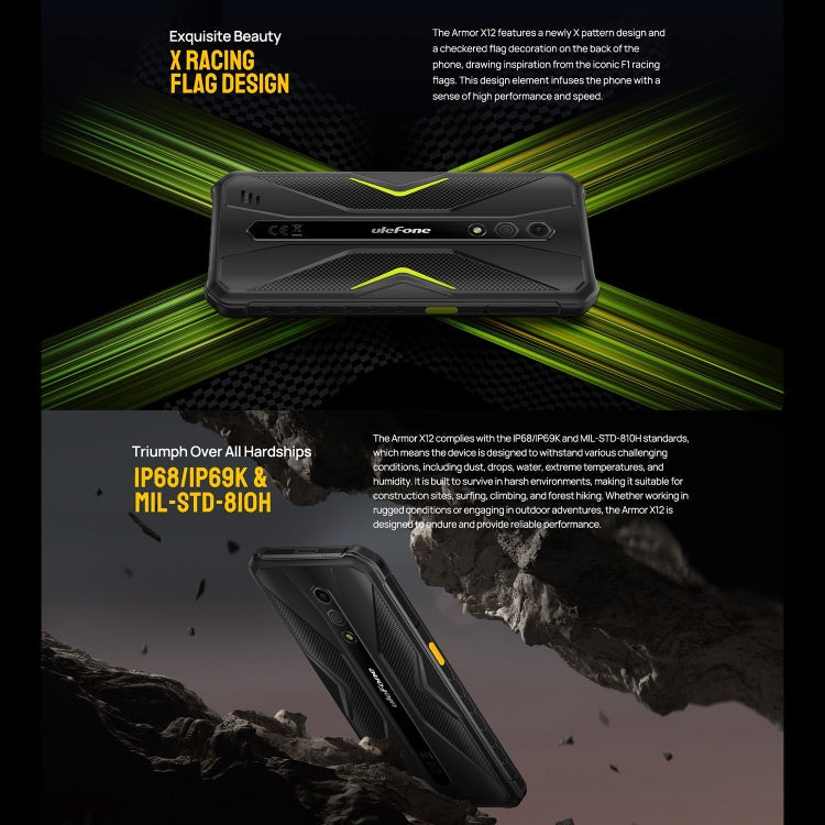 Ulefone Armor X12, Rugged Phone, Face Unlock, 5.45 inch Android 13 Go MediaTek Helio A22 Quad Core, Network: 4G, NFC