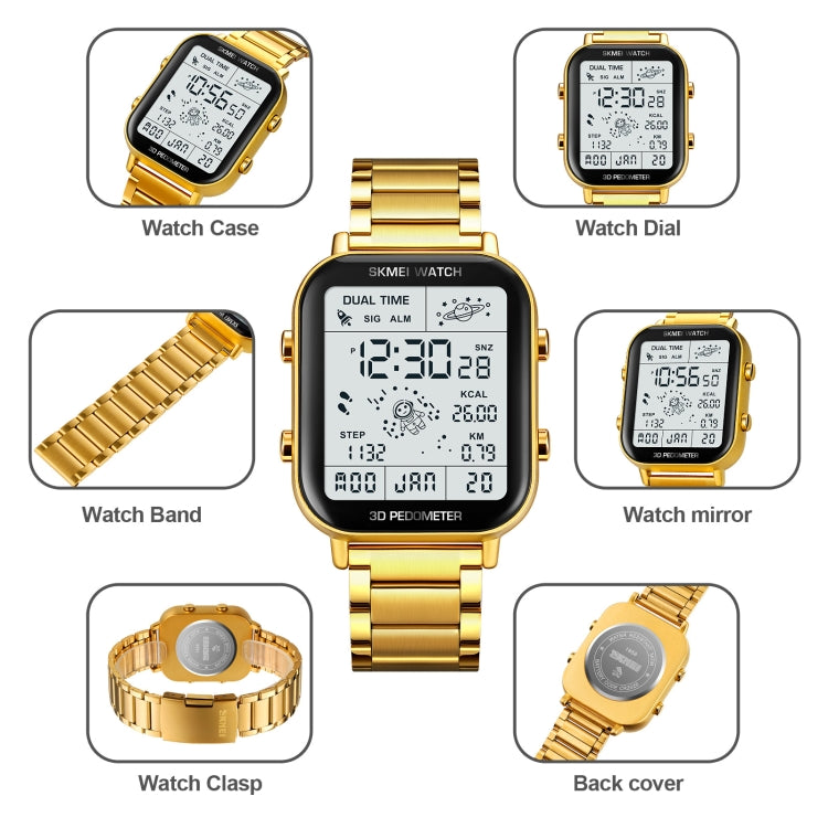 SKMEI 1888 Multifunctional Men 30M Waterproof Sports Stainless Steel Digital Wrist Watch