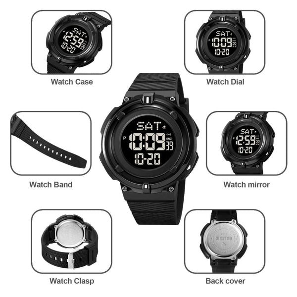 SKMEI 2010 Multifunctional Men 50M Waterproof Luminous Digital Wrist Watch