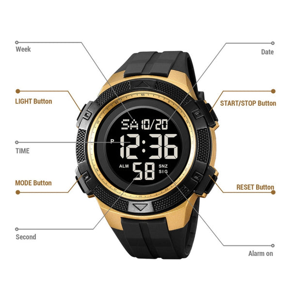 SKMEI 2078 Multifunctional Men 50M Waterproof Sports Fashion Digital Wrist Watch